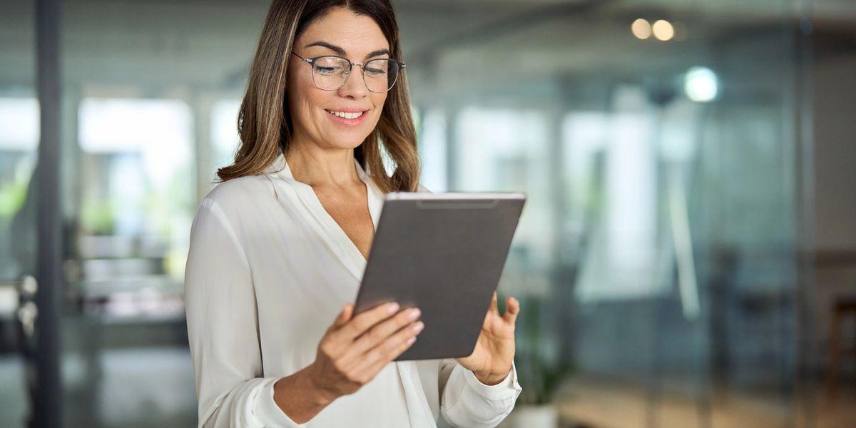 Caller smiling while listening attentively